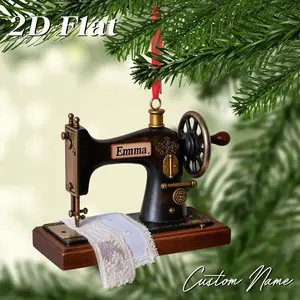 Custom name, Vintage Personalized Sewing Machine Ornament 2025, Custom Quilter Decor, Seamstress Gift, Quilting Studio Vintage Christmas Gift