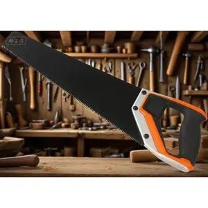15-Inch Coarse Wood-Cutting Handsaw for Gardeners, 8TPI Black Coated HCS Blade, Ergonomic Non-Slip Aluminum Handle, Lightweight PVC Construction, Soft Grip Trimming & Pruning Tool