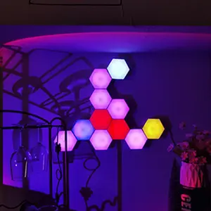 SERBASIC 20-Pack Touch-Control RGB Hexagonal Decorative Wall Lights - DC5V Input, RGB LED ABS Plastic Geometric Modular Ambient Sconces for DIY Indoor Living Room, Bedroom Use