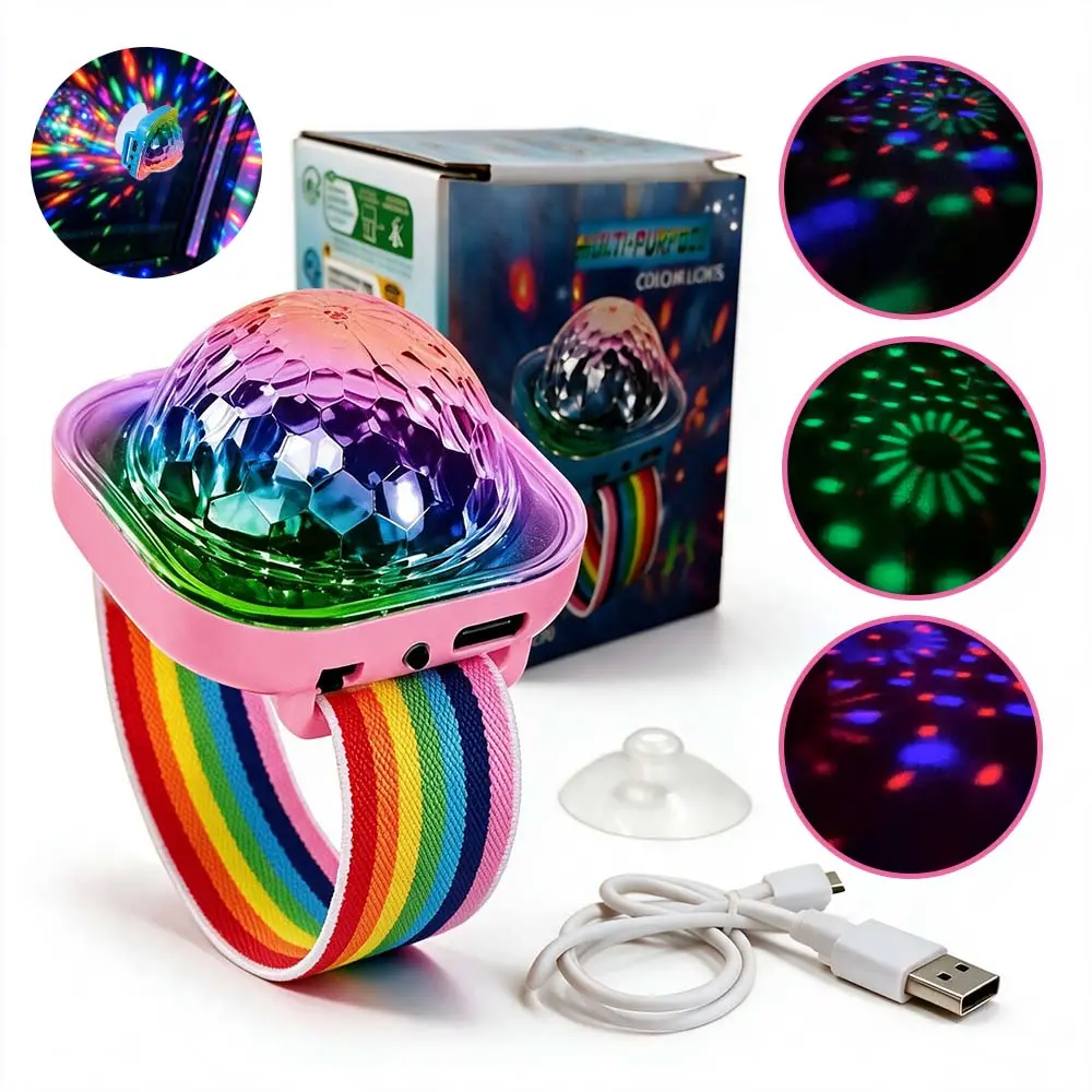 Rechargeable RGB LED Disco Wrist Light - Type C Charging, PC ABS Material, Sound Activated Color-Changing Strobe, Disco Ball Effect for Kids Parties & Indoor Events, Black Friday Christmas Multicolor Indoor Lighting, Led Effects Rechargeable, Led Rgb Ligh