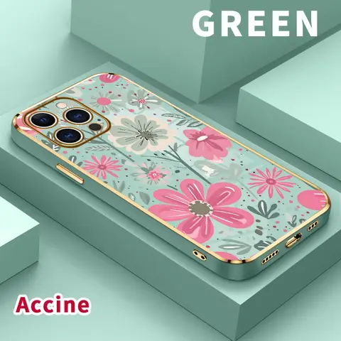 Electroplated Phone Case for iPhone 17 Pro Max Air 16 15 14 Plus 13 12 11 Floral Delight Pattern Soft TPU Silicone Dirt-proof Easy to Clean Soft Cover Gift