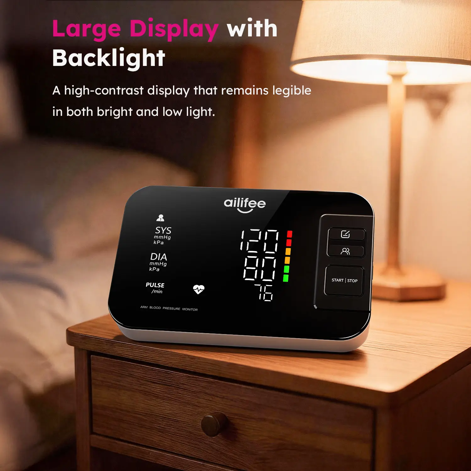 Automatic BP Machine, FDA Cleared Digital Upper Arm Blood Pressure Monitor for Home Use, Large Horizontal LED Screen, Type-C Rechargeable, 22-42cm Wide Adjustable Cuff, Heart Rate Detector, Blood Pressure Monitors For Home Use