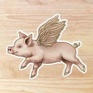 Flying Pig Sticker Tattoo Style Vinyl Sticker