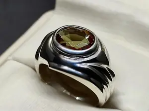 3 Carat Oval Cut Color Changing Lab Alexandrite Sterling Silver 925 Handmade Men's Designed Ring