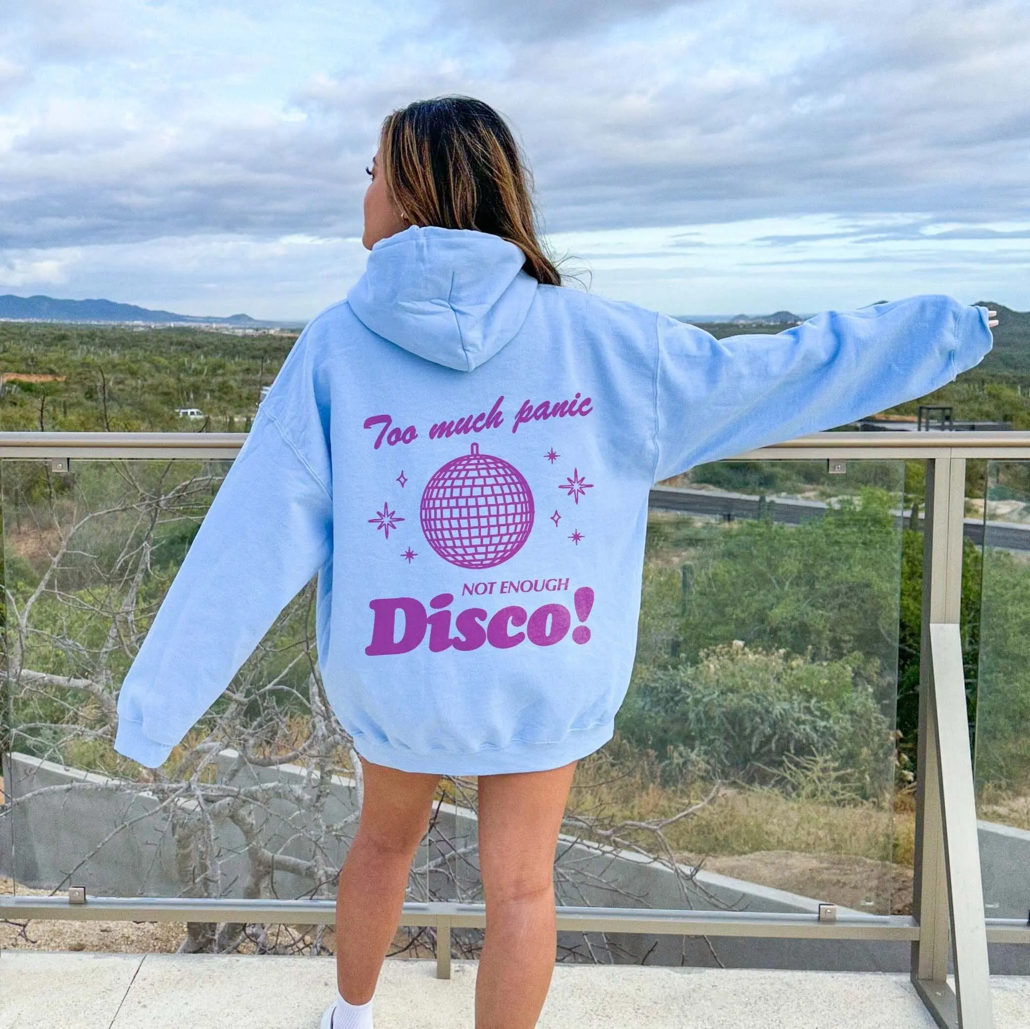 Too Much Panic Not Enough Disco Mental Health Hoodie Mental Health Sweatshirt Disco Ball Y2k Hoodie Cyber y2k Preppy Hoodie Anxiety Shirt Piece Womenswear