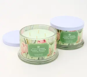 HomeWorx by Slatkin + Co. S/2 18oz Cucumber Basil Water Candles