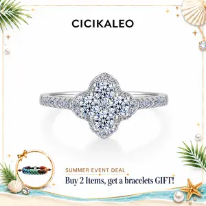 CICIKALEO 1.3CT Moissanite Ring Lucky Clover Halo for Women D VVS1 18K Gold Plated Lab-Created Hypoallergenic Engagement Promiserings Anniversary Gift Fine  Formerly CICI GEMS R021 #Summervibes