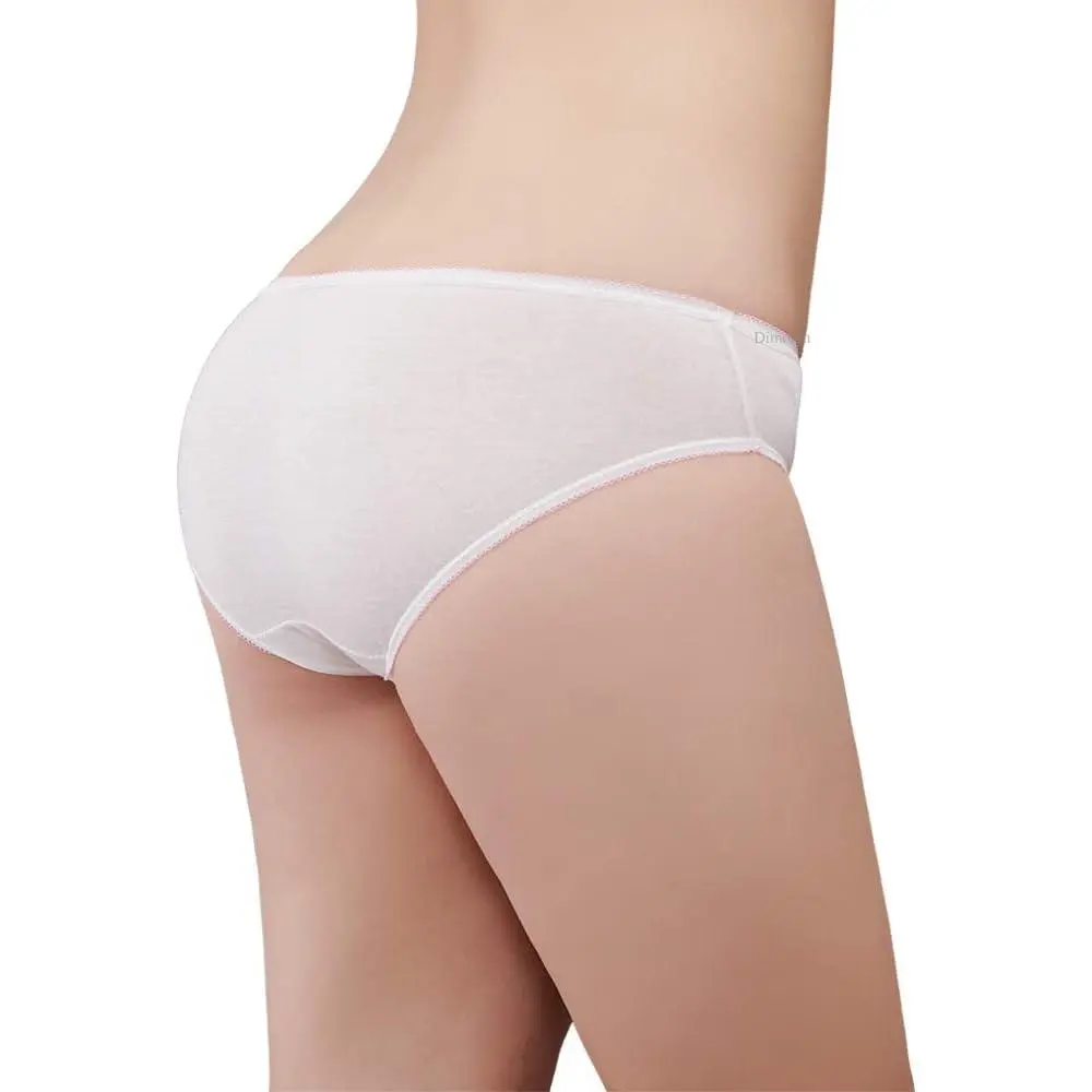 Women’s Disposable Underwear for Travel-Hospital Stays- 100% Cotton Panties White (10pk) 2026