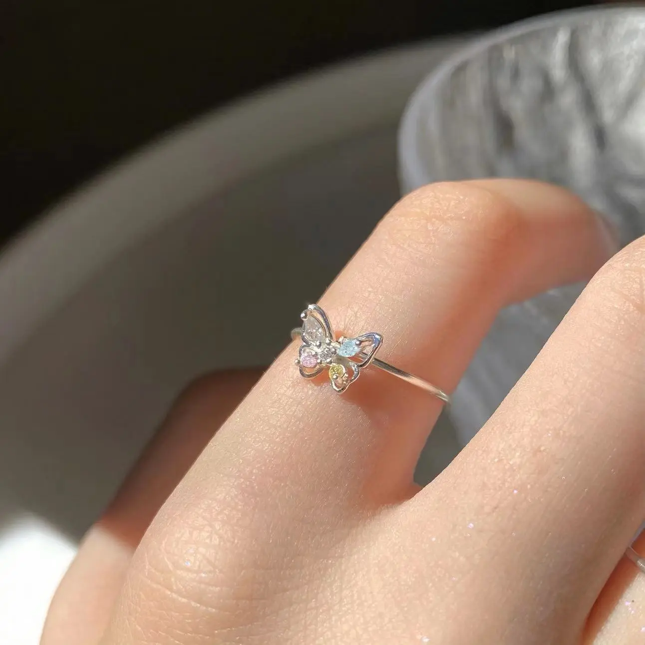 New butterfly fairy ring female niche design original high-end small butterfly simple ring for girlfriend