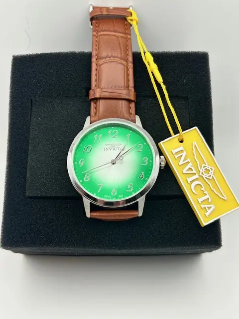 The Invicta Green Celestial Brown Leather Strap 43mm Face  display picture 1