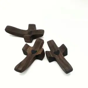 3Pcs/6Pcs Wooden Cross Decorations - Multi-functional Spiritual Symbols for Home & Office, Easter Basket Essentials Cross Fidget for Anxiety Relief, Altar Religious Decorating Ornaments Set Art Christmas Gifts Decorative