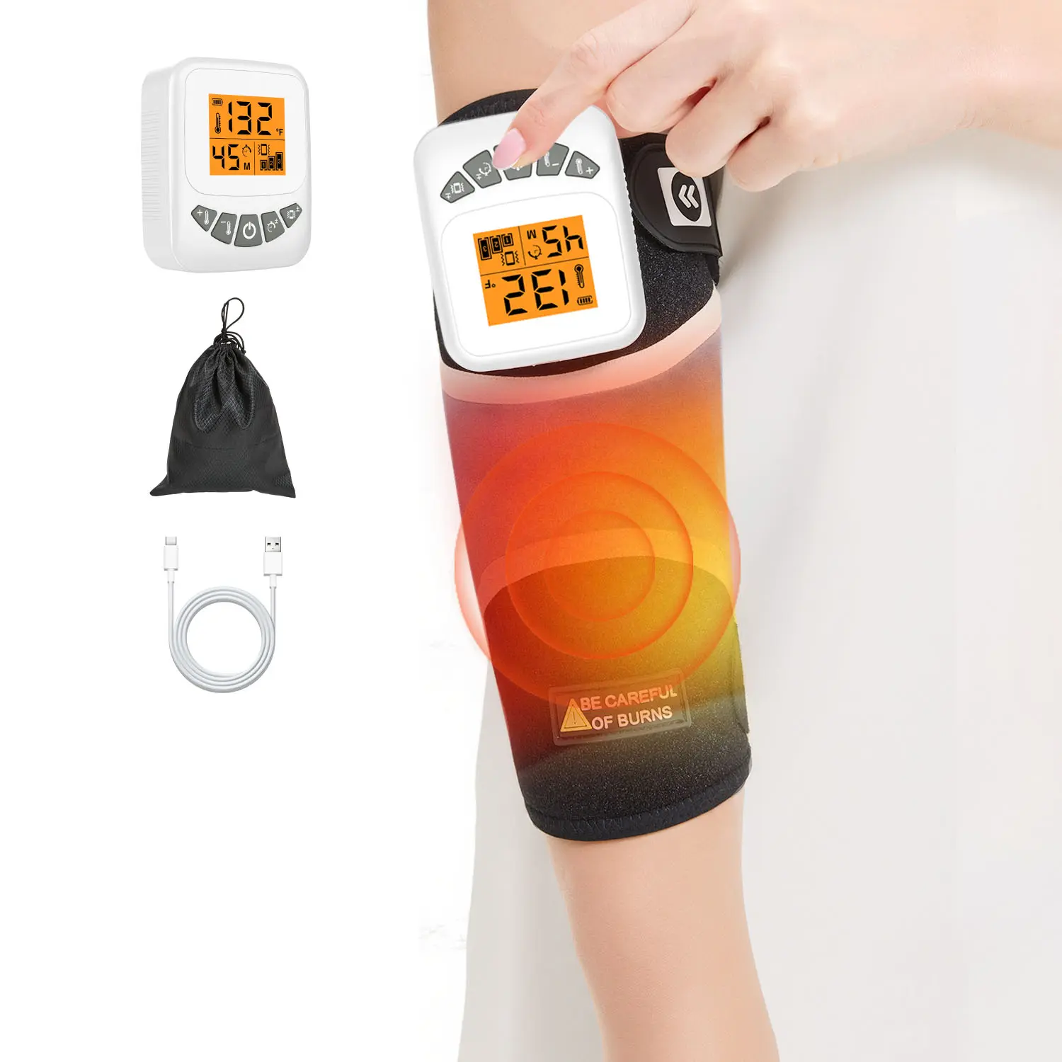 AOKEBO Rechargeable Heated Elbow Wrap with Vibration Massage - Lightweight Therapy Brace for Arm Pain Relief, 3 Heat Levels, Timer, Soothing Soft Fabric, Unisex Ergonomic Gift for Adults, Women