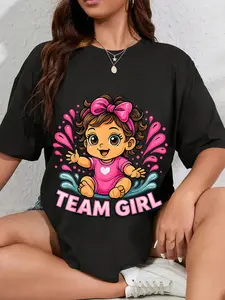 Women's Vintage 100% Cotton Unisex Top, Casual Graphic Printed Tshirt, Everyday Wear for Gender Reveal Party