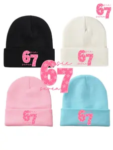 67 Cute Printed Knitted Hat Fleece Hat Warm Hat Beanie Hat, suitable for children and teenagers. Features cool patterns. Six or seven interesting designs. Suitable for both men and women as Christmas and vacation gifts. Winter and autumn warm hat.