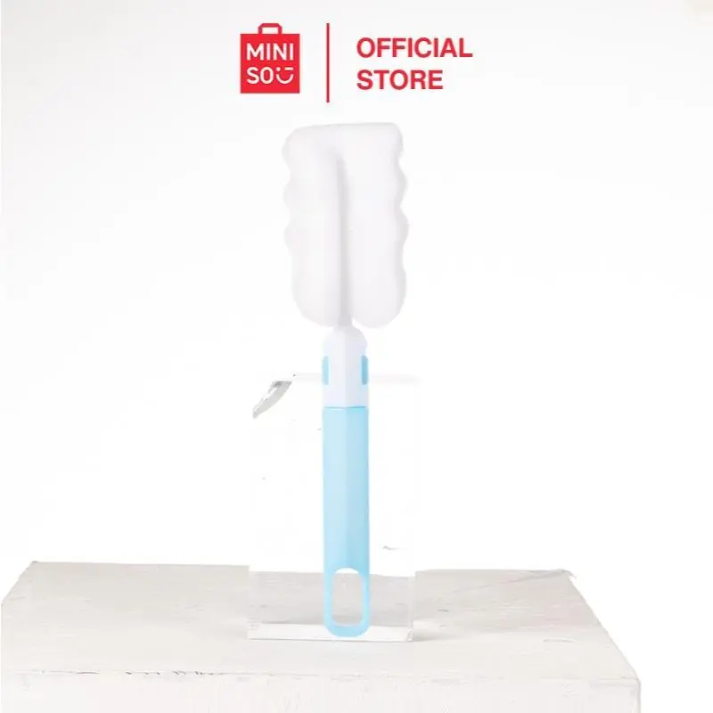 MINISO Long Reach Handle Bottle Brush - Soft Bristle Cleaning Tool with Detachable Sponge Head, Non-Scratch, Comfortable Grip, Multi-Purpose for Insulated Mugs, Bottles, Kitchen Use