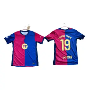 2425 Home Soccer Jersey Red Blue Yamal 19Short Sleeve La Liga football jersey top lucky  box mesh jersey women  jersey graphic jersey
