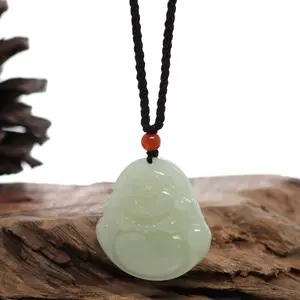 Baikalla™ "Goddess of Compassion Buddha" Genuine White Jade Pendant Necklace