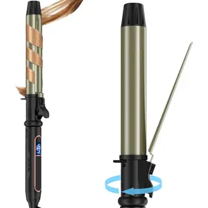 Curling Iron - Professional Manual Salon Rotating 1 1/4 Inch Hair Curler, Multi-Level Temperature Adjustment Crimper Hair Tool,Styling Tool for Long & Short Hair (Black, 1 1/4 inch)