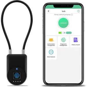 Cable Lock, 3.6'' Long Shackle Lock with Bluetooth APP, Biometric Waterproof Padlock for Gate Fence Locker Cabinet Gym Backyard