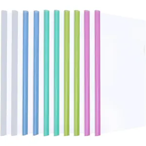 Report Covers with Sliding Bar, 8mm Clear, for A4 and Letter Size Paper, 60-Sheet Capacity, Presentation File Folder Document Binder for School Office (Colored Sliding Bar)