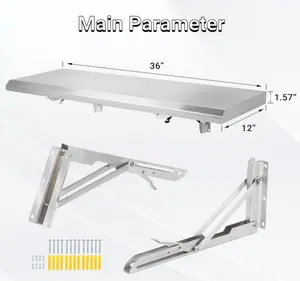 Food Truck Shelf, Stainless Steel Foldable Concession Shelf, Heavy Duty Drop Down Folding Serving Shelf, Space-Saving Wall Shelf Food Truck, Garage, Restaurant