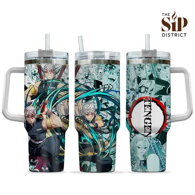 The Sip District. Tengen Uzui 20oz 40oz Anime Tumbler – Sound Hashira Demon Slayer Stainless Steel Tumbler with Handle Option, Flashy Full Wrap Manga Design Insulated Coffee Cup, Kimetsu no Yaiba Travel Mug, Anime Gift for Men, Breakfast Travel Cup