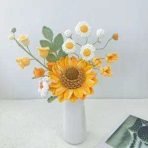 Crochet handmade blue series unquie bouquet /flowers/sunflowers /unquie/  Decorative/ creative/ birthday gift/Easter /mothers day/ valentinesday/ graduation/ bunny/pretty bouquet