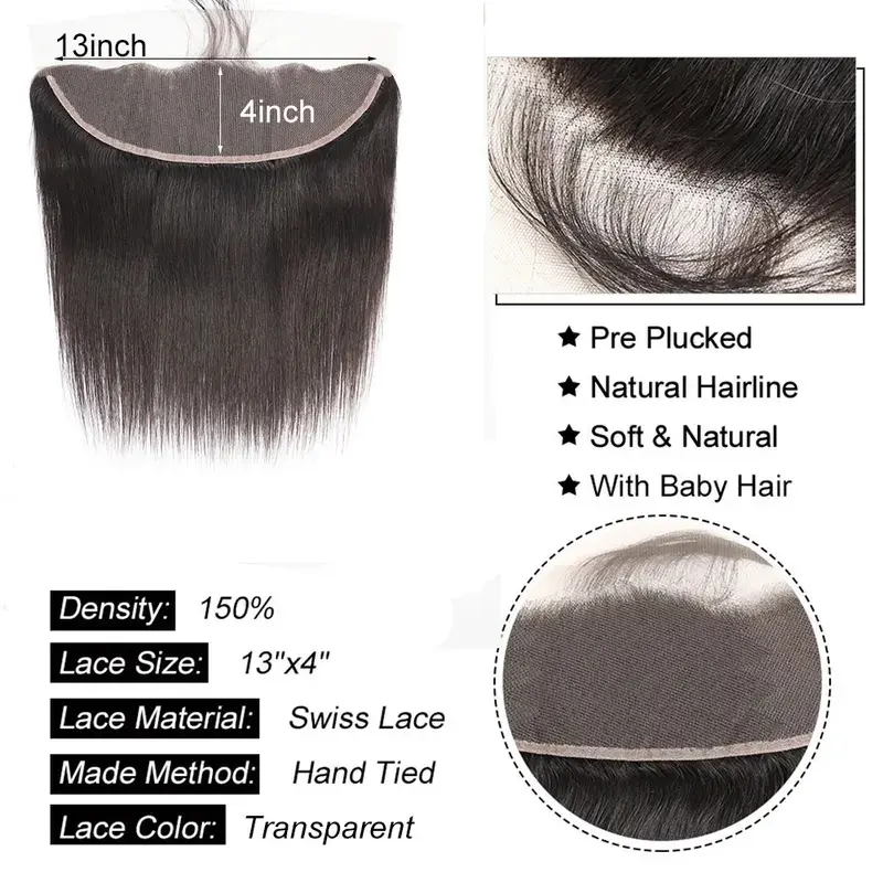 New Straight 4x4 5x5 6x6 Lace Closure Human Hair Transparent   13x4 13x6 Lace Frontal Human Hair Ear to Ear Frontal Extensions