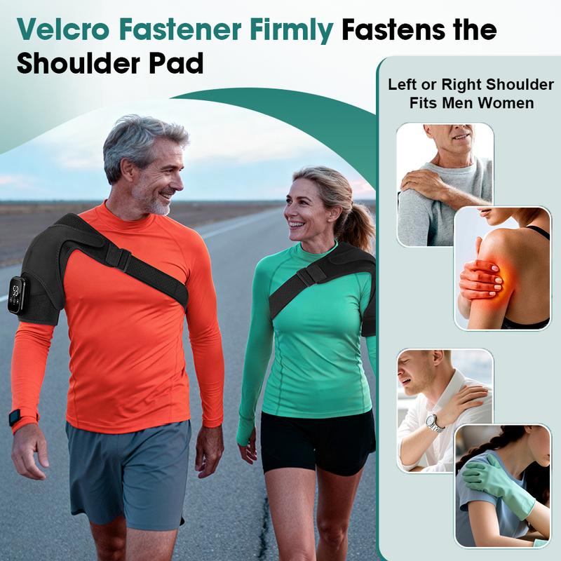 Shoulder Massager with Heat, Cordless Shoulder Heating Pad with Massage, Heated Shoulder Wrap Belt with 3 Vibration Modes & 3 Heat Levels & Timer, Christmas Gifts for Men Women