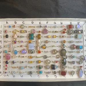 Live Jewelry C: Silver Rings Moonstone Whimsical Witchy 925 Sterling Round Gemstone Polished Crystal & Gemstone Rings