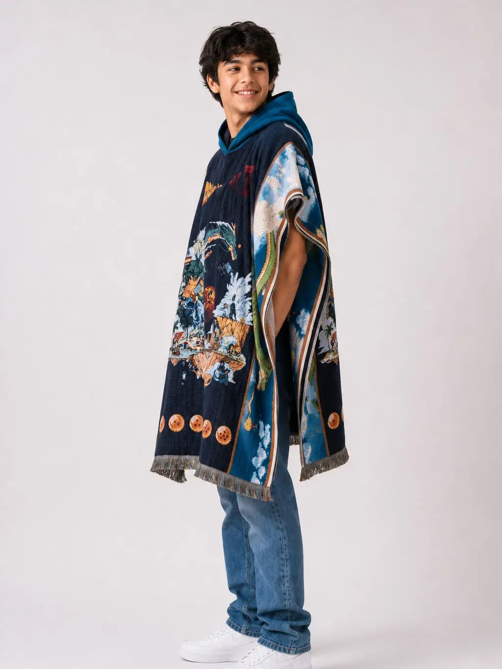 Anime Cloak/Poncho 100% Cotton One Size Fits All Satin Lined Hood