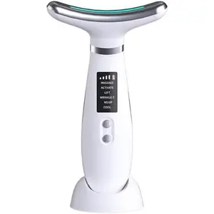 Face Massager -4 Color Red-Light-Therapy for Face and Neck for Wrinkles, Double Chin, Vibrating Facial Massager with Thermals (Cold-Hot-White)