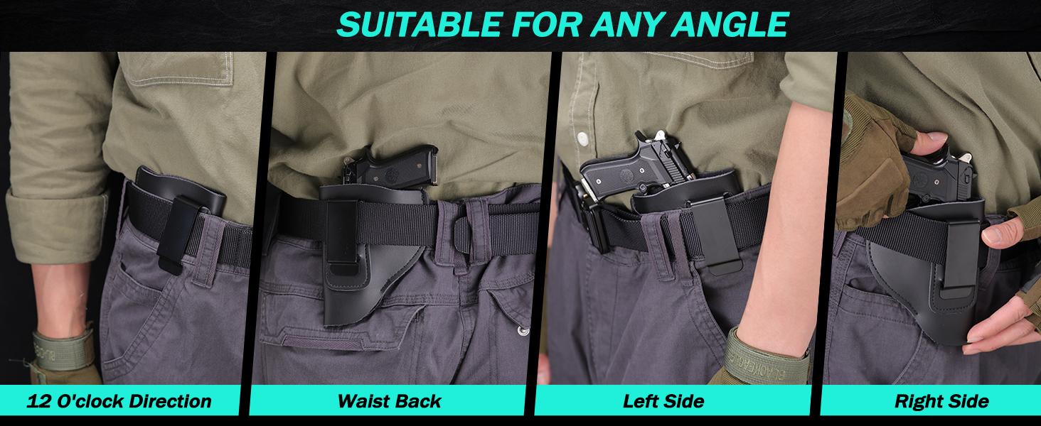 IWB Gun Holster Universal Right Hand Hunting Leather Pistol Holster Fit for Most J Frame Revolvers 38 Special Type Guns