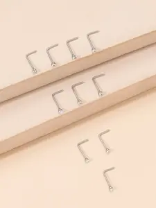 10 Pcs Stainless Steel Nose Rings for Men and Women, Unisex Fashion Jewelry, Perfect Gift, Versatile Basic Piercing Accessories