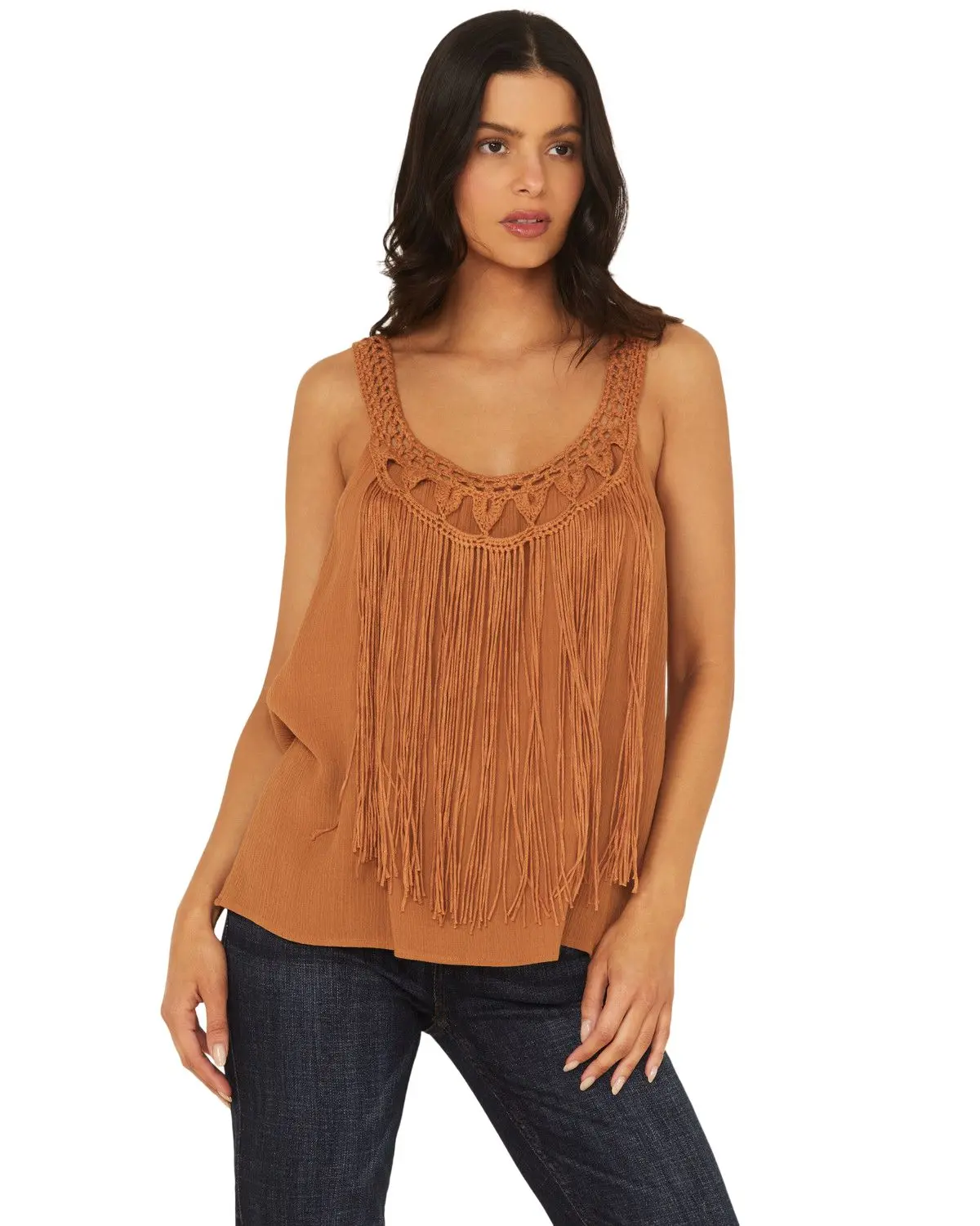 Atap Women's A.T.A.P Women'S Fringe Front Tank - B4659-3269 Mustard