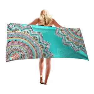 Beach Towel Microfiber 60x30 Lightweight Sand Free Absorbent Quicy Dry Green Flower Travel Towels Swim Pool Yoga Gym Camping for Adults Women Girls Beach Essentials Accessories Vacation Gift