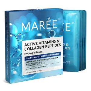 Hydrating Overnight Hydrogel Mask MARÉE - Deep Collagen Sheet Mask with Peptides, Hyaluronic Acid, Niacinamide for All Skin Types, 150Ml