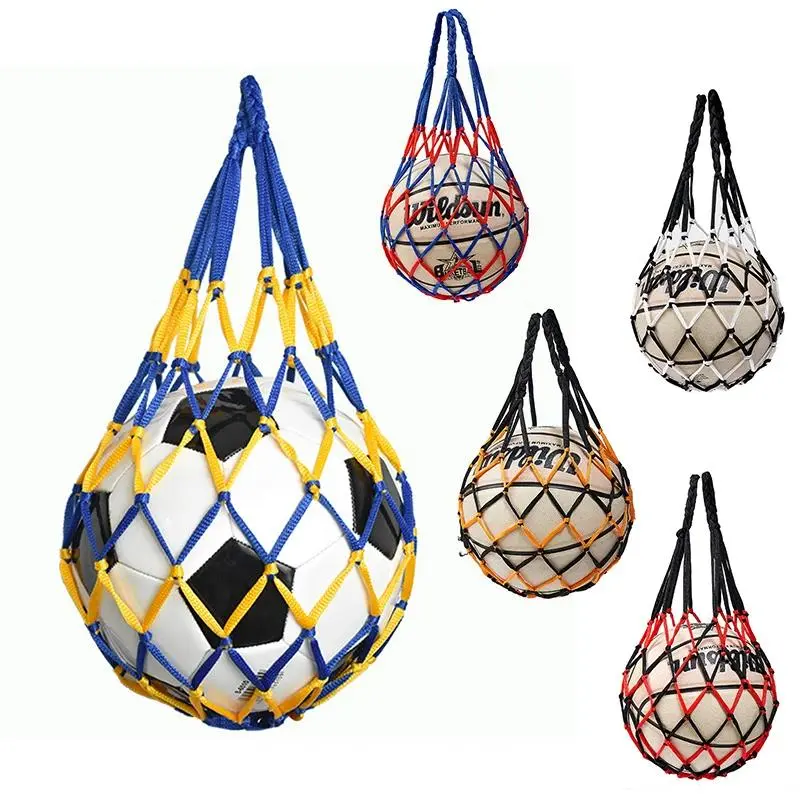 Heavy Duty Nylon Mesh Ball Carry Bag, Portable Net Pouch for Ball Storage, Suitable for Football, Soccer, Basketball, Volleyball Outdoor Use, Mesh Pattern