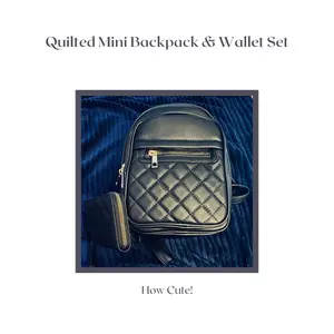 Quilted Mini Backpack & Wallet Set