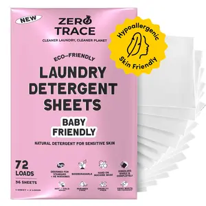 Zero Tracec Laundry Detergent Sheets Eco Friendly - Laundry Soap Sheets - Baby Friendly Laundry Detergent (72 Loads 36 Sheets) Anti-bacterial Household