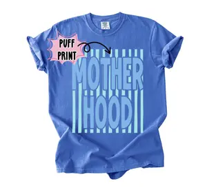 MOTHERHOOD PUFF and Striped Preppy MAMA mother's day Comfort Colors T-Shirt or Tank Top