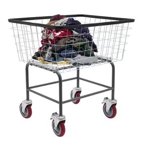 Steel Wire Laundry Cart with Wheels 110 lbs Capacity Removable Basket 4 Inch Casters 2 Locking for Home Hotel Commercial Laundry Room 26 77 x 21 5 x 26 Inch