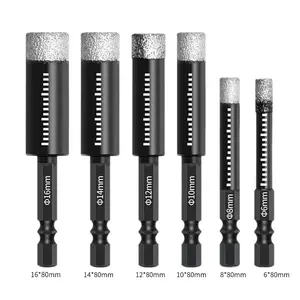 Drill bit for drilling tiles without water, suitable for dry drilling of glass, marble, stone, ceramic, and porcelain tiles