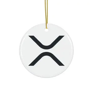 XRP Ceramic Ornament - Black X Logo, White Background, Stocking Stuffer or Holiday Gift Idea, Cryptocurrency Christmas Decor - Cloth