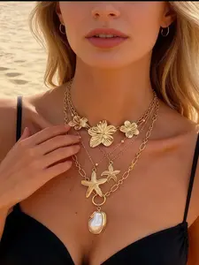 4 Piece Women's Vintage Creative Elegant Fashion Metal Flower Baroque Jewelry Set, Alloy Material, Anti-Allergy, No Fading