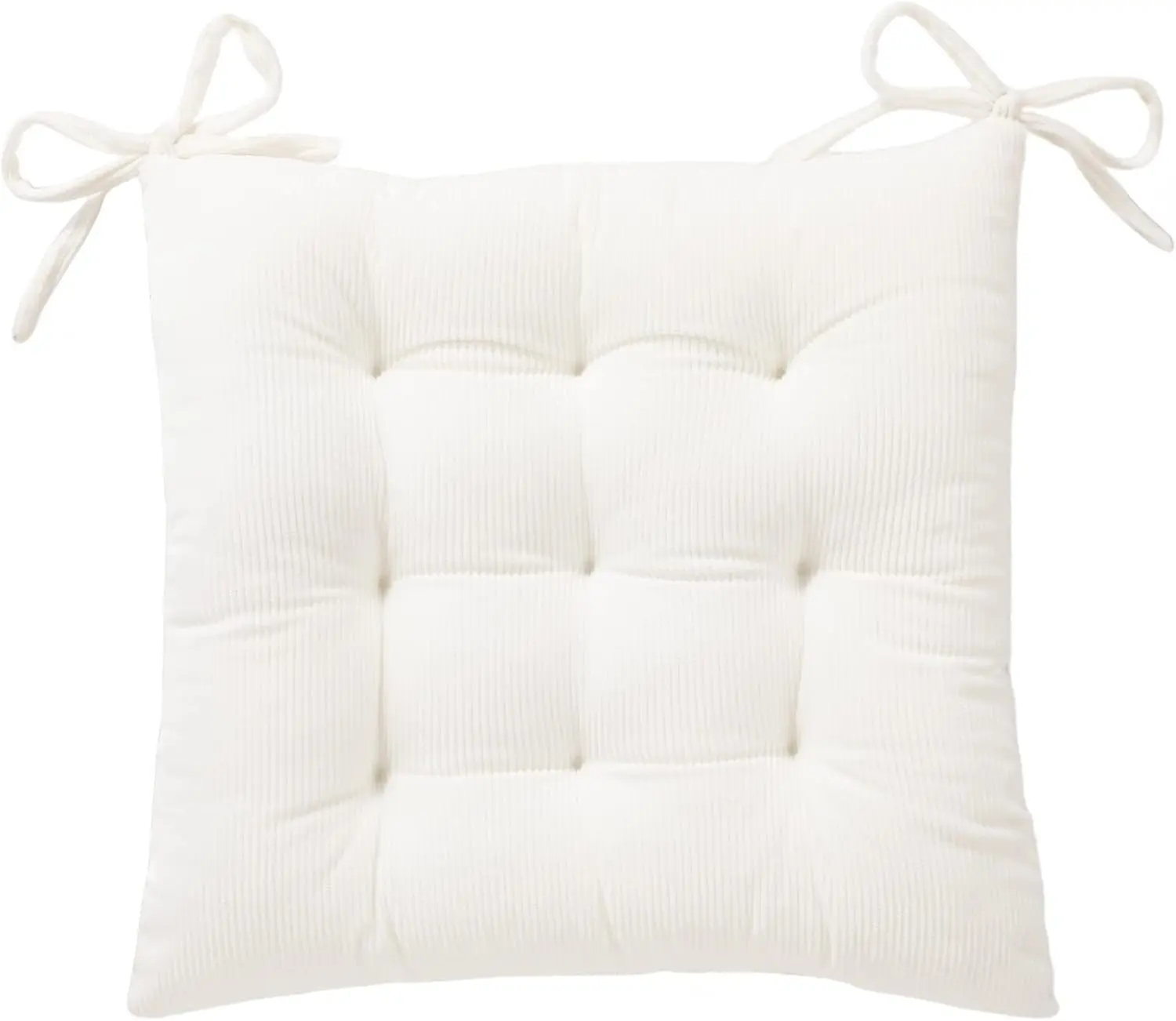 HLOVME Corduroy Chair Cushion with Ties Ultra Soft Warm Floor Cushion for Kids Reading Nook Comfortable Square Seat Cushion for Adult 15.7”x15.7”, White