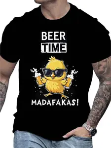 Graphic Round Neck Short Sleeve Fitted Print T-Shirt for Men and Women, Stylish Casual Summer Top for Everyday Wear, Comfortable for Any Occasion