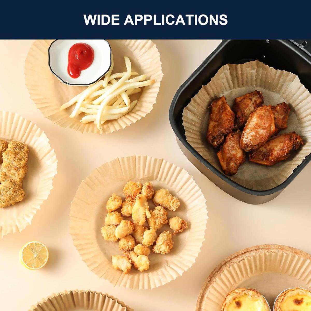 Air Fryer Liner,100 Square Air Fryer ParchmentPaper Liner, Air Fryer Liners Disposable for Microwave,Square Non-Stick Air Fryer Liner Square Free of Bleach