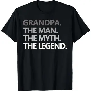 100% Cotton GRANDPA THE MAN THE MYTH THE LEGEND Men Gift Father's Day T-Shirt