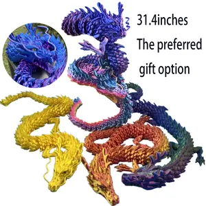 3D Printed Giant Dragon Joints 80 cm Movable Mouth Realistic Eyes Festival Decorations Home Ornaments Birthday Gifts for Halloween Christmas Friends Artwork Ornament Figurine Decorative Sculptures Multicolored